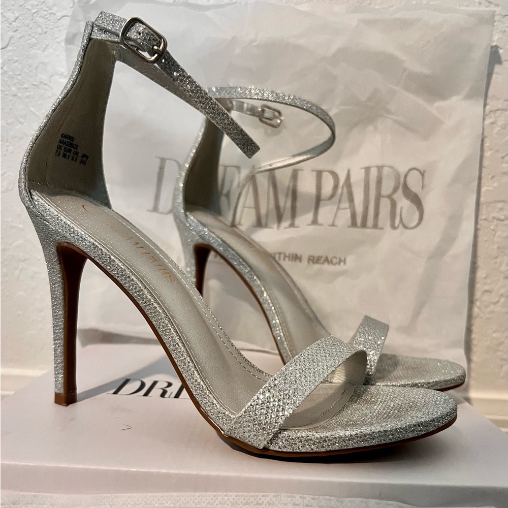 Sparkly Silver high heels. Size 7.5. Excellent condition